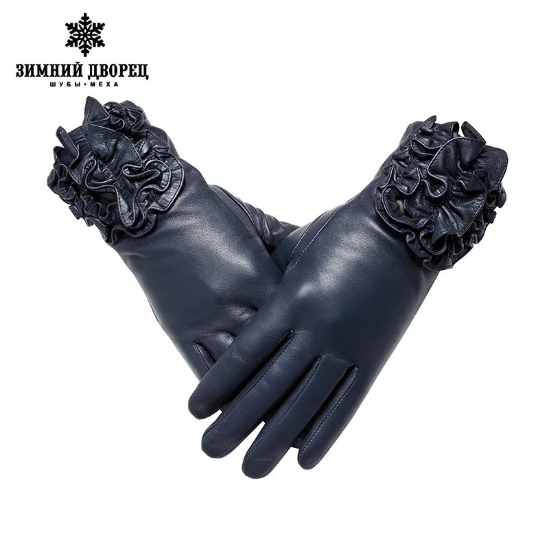 Натуральная Кожа перчатки Люкс женская Мода кожа Популярные зимние Леди стиль