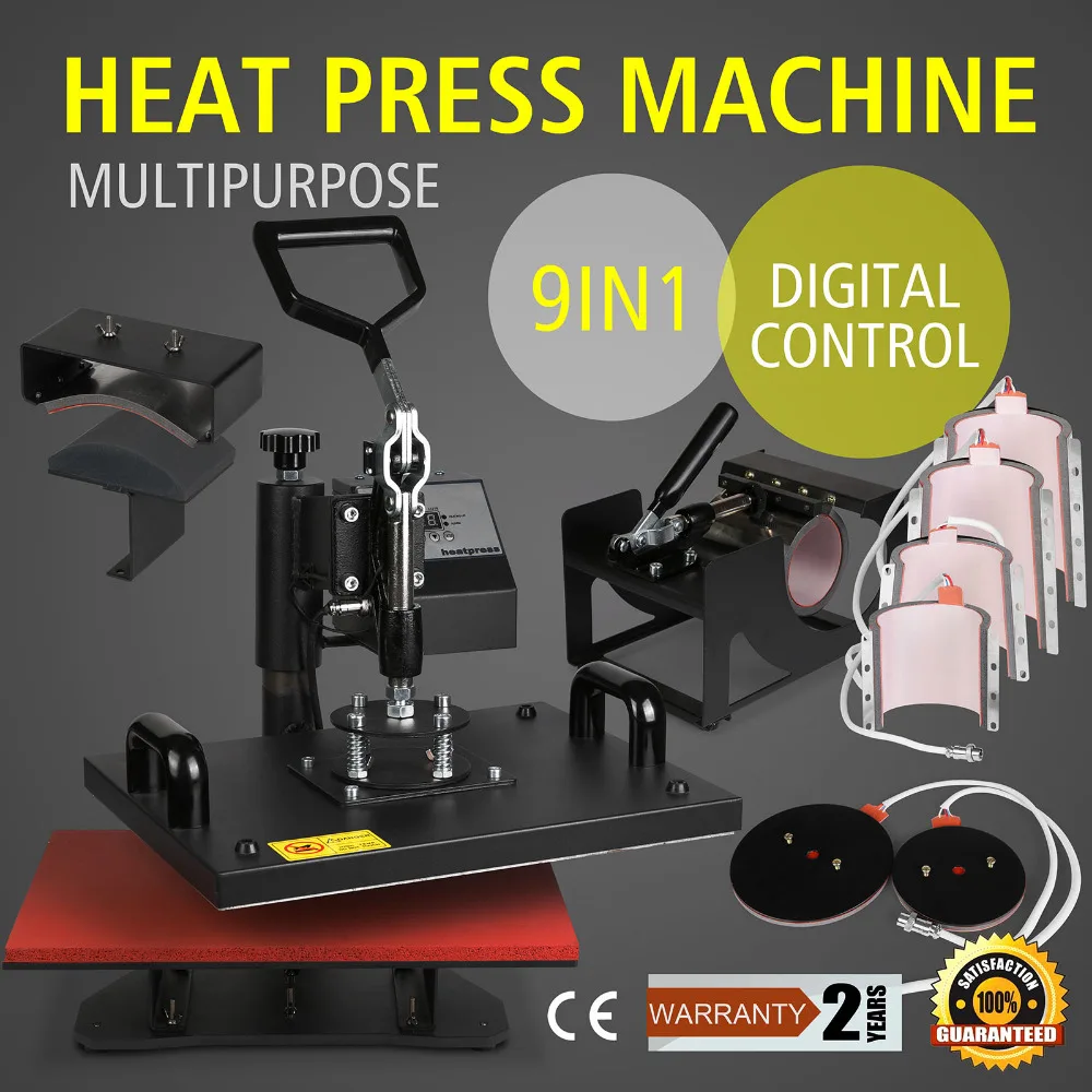 Цифровой термопресс 9 в 1 многофункциональная переносная сублимационная машина
