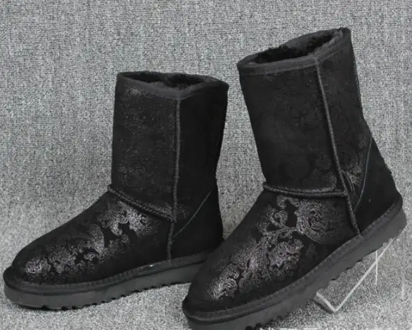 picture color Женские зимние ботинки; женская обувь; zapato mujer; зимние ботинки; австралийские непромокаемые ботильоны; женские белые ботинки с черным принтом - Цвет: picture color