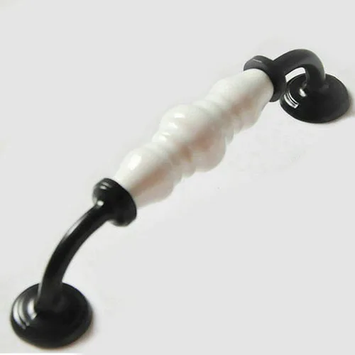 128 мм ручки для шкафа Шкаф Ручки ящиков комода тянет Керамика Черный и белый