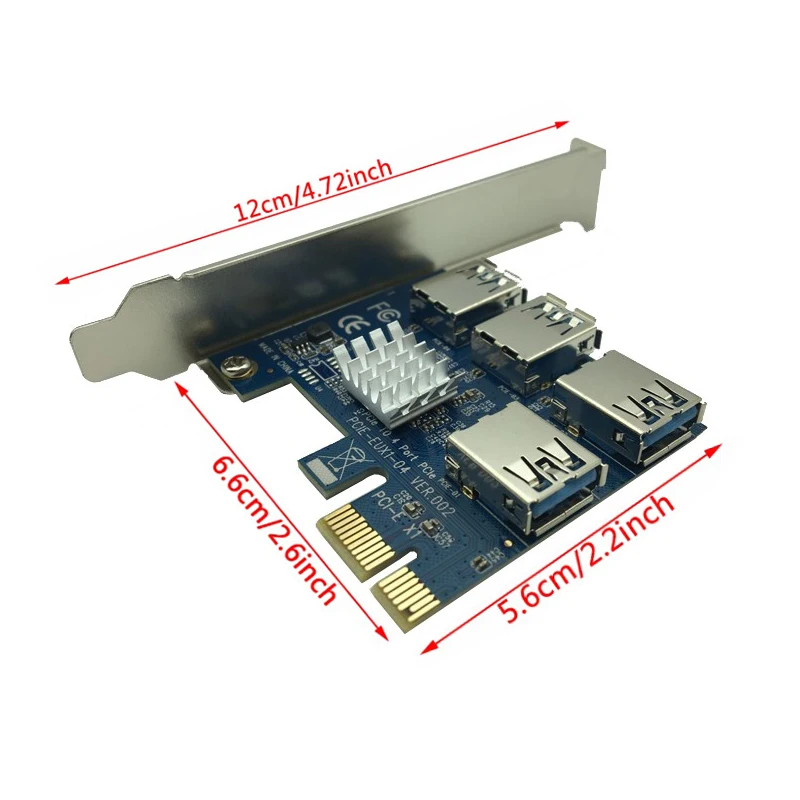 6 шт. PCI E 1X внешний 4 e слота Райзер карта PCIe 1 Express 16X адаптер USB 3 0 порт для майнинга