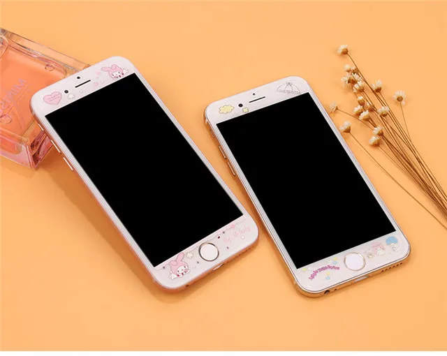 Стеклянная пленка RLENDA Sweet Bow Twins My Melody из мультфильма для iPhone 8, 7, 6, 6S plus, закаленное стекло 2.5D Edge, Защитная пленка для экрана