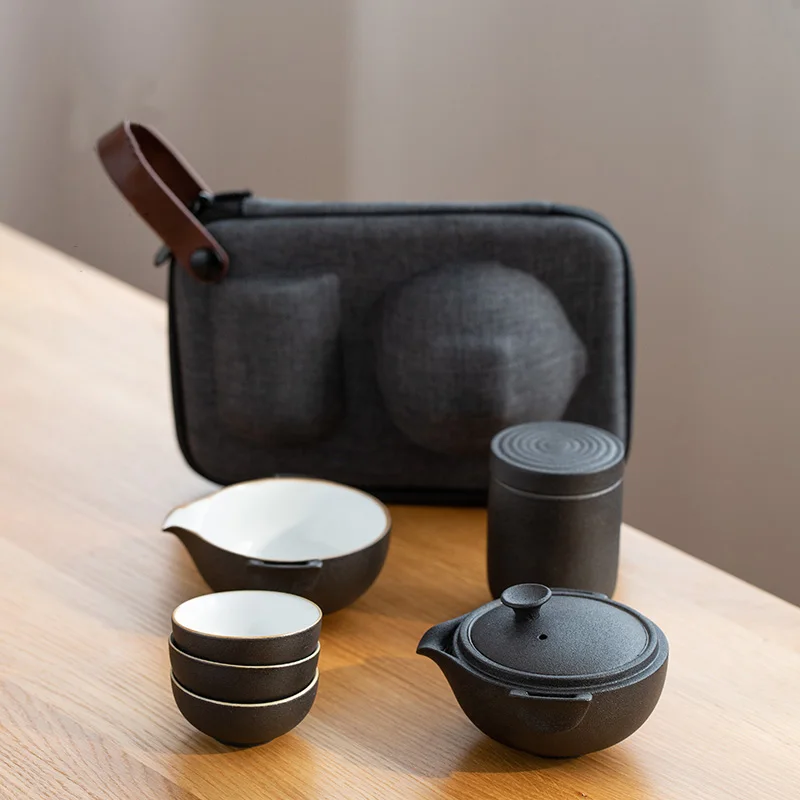 Style A(Black) TANGPIN керамический чайник gaiwan чайные наборы портативный дорожный чайный набор - Цвет: Style A(Black)