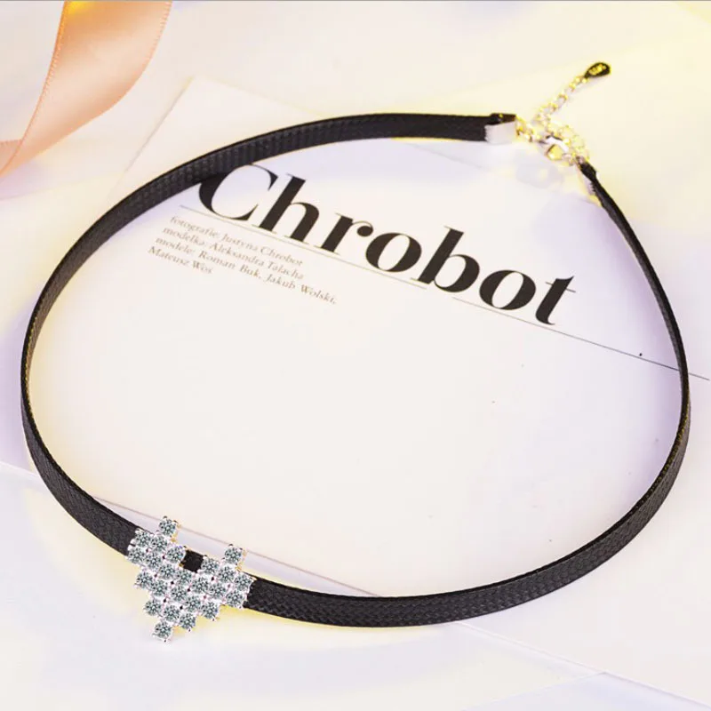 KOFSAC New Charm Silver 925 Shiny CZ Heart Pendant Necklace Black Wax Rope Torques Chokers For Women Party Fashion Jewelry Gift | Украшения