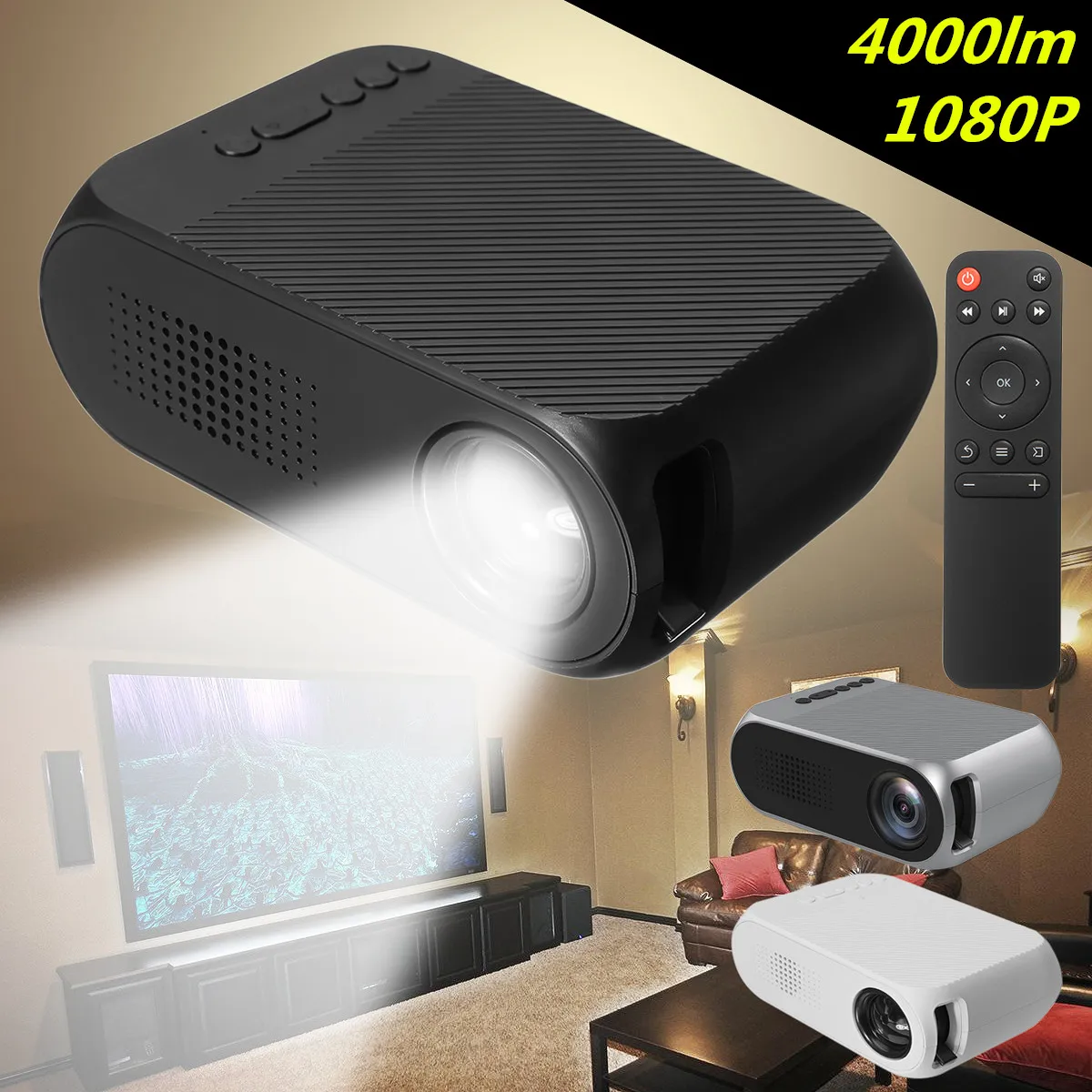 Мини 7000 люмен светодиодный HD 1080 p мини-проектор мультимедийный домашний кинотеатр HDMI мультимедийный проектор черный