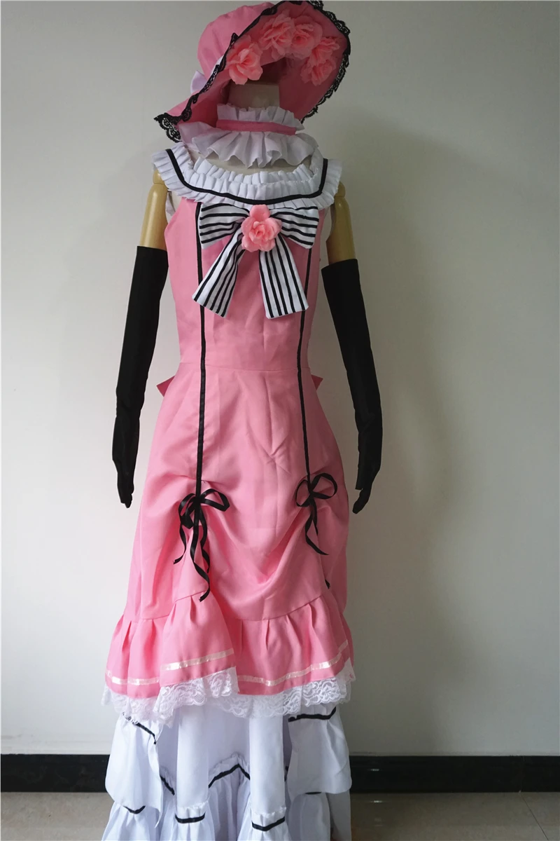 Аниме Black Butler Kuroshitsuji Сиэль косплей костюм Ciel для девочек розовое платье наряд на