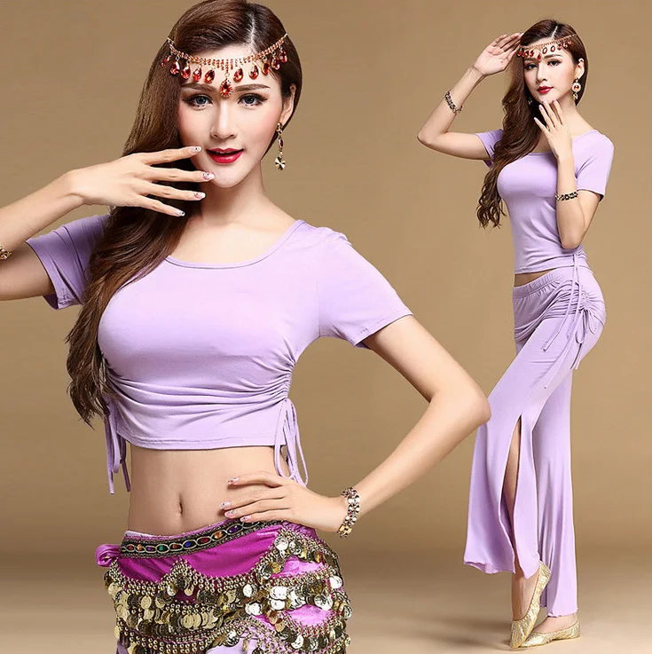 В наборе! Сексуальные костюм для восточного танца комплект укороченный топ брюки
