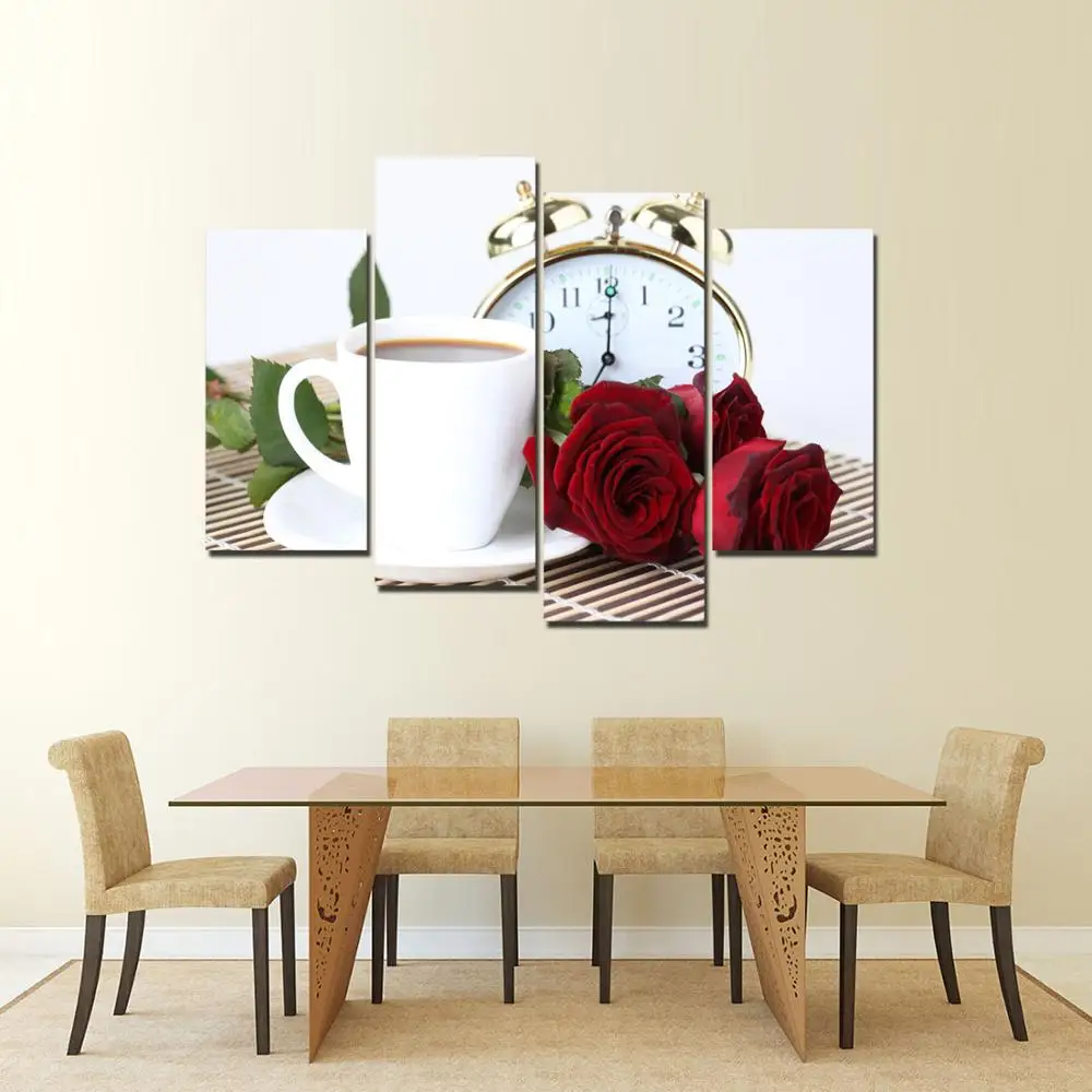 Прямая доставка 4 Панель Кофе картины напечатаны роспись холст с Картины для