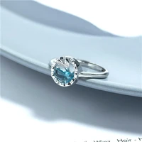 flyleaf 925 sterling silver mermaid tear blue cubic zirconia rings for women high quality fashion fine jewelry femme open ring