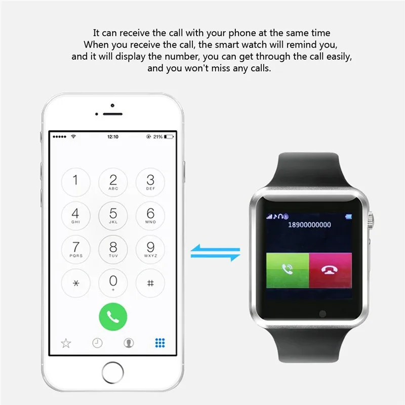 50 шт./лот A1 Bluetooth Смарт часы наручные Спорт Шагомер с SIM Камера Smartwatch для смартфон