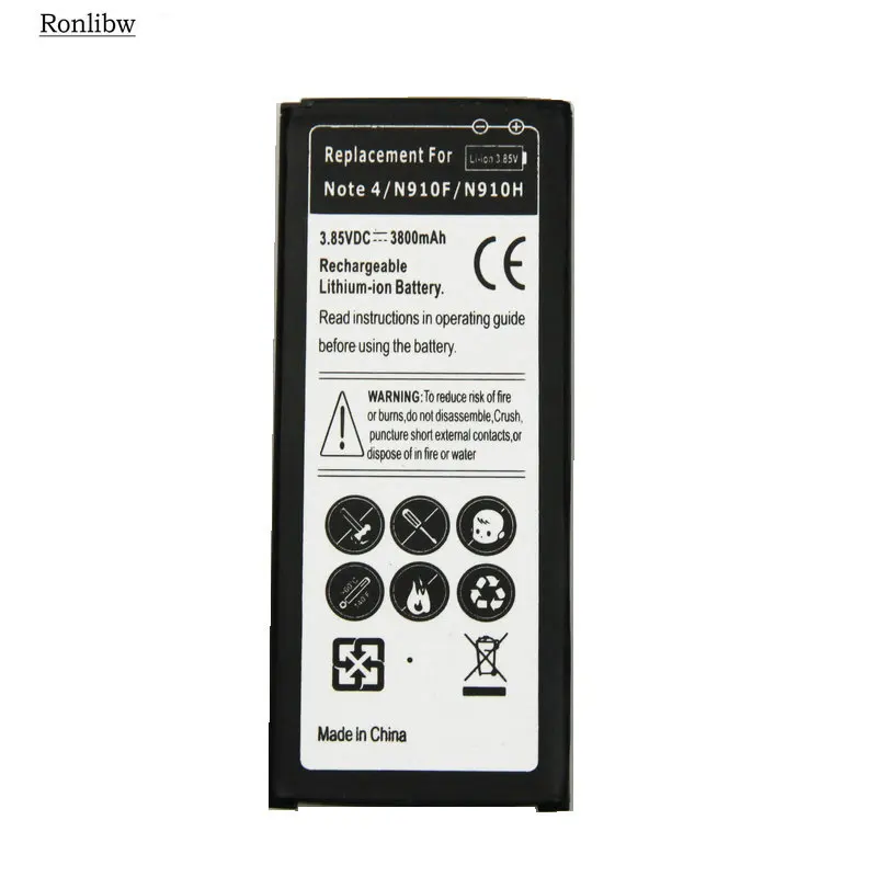 Ronlibw 5 шт. 3800mA батарея EB BN910BBE Замена для Samsung Galaxy Note 4 Note4 N910H N910A N910C N910U N910F N910X