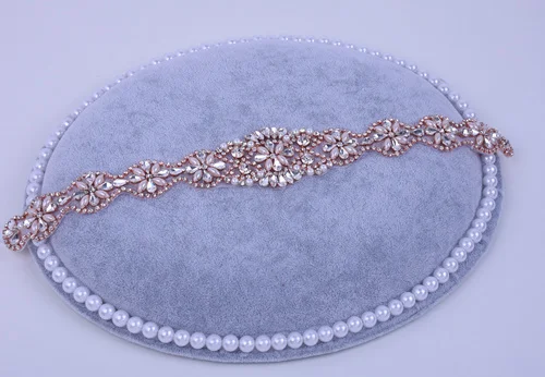 only applique Розовое золото пояс горный хрусталь свадебный пояс жемчуг пояс невесты стразы свадебный пояс vestido za свадебные вечерние платья - Цвет: only applique