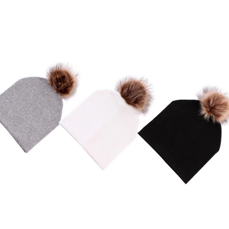 2018 Новая мода для маленьких мальчиков и девочек унисекс меховая шапка с помпоном