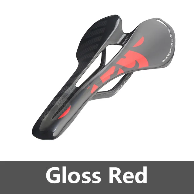 Red Black Gloss Велосипедное седло 3K из углеродного волокна, Велосипедное Сиденье, дорожный MTB велосипед углерод, седло, матовое глянцевое красочная подушка, подушка - Цвет: Red Black Gloss