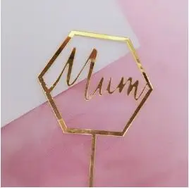 Gold Geometric 1 шт Розовое золото сердце торт топ флаг золото геометрической формы топперы для тортов, украшение день матери кекс подарки для матери день рождения - Color: Gold Geometric