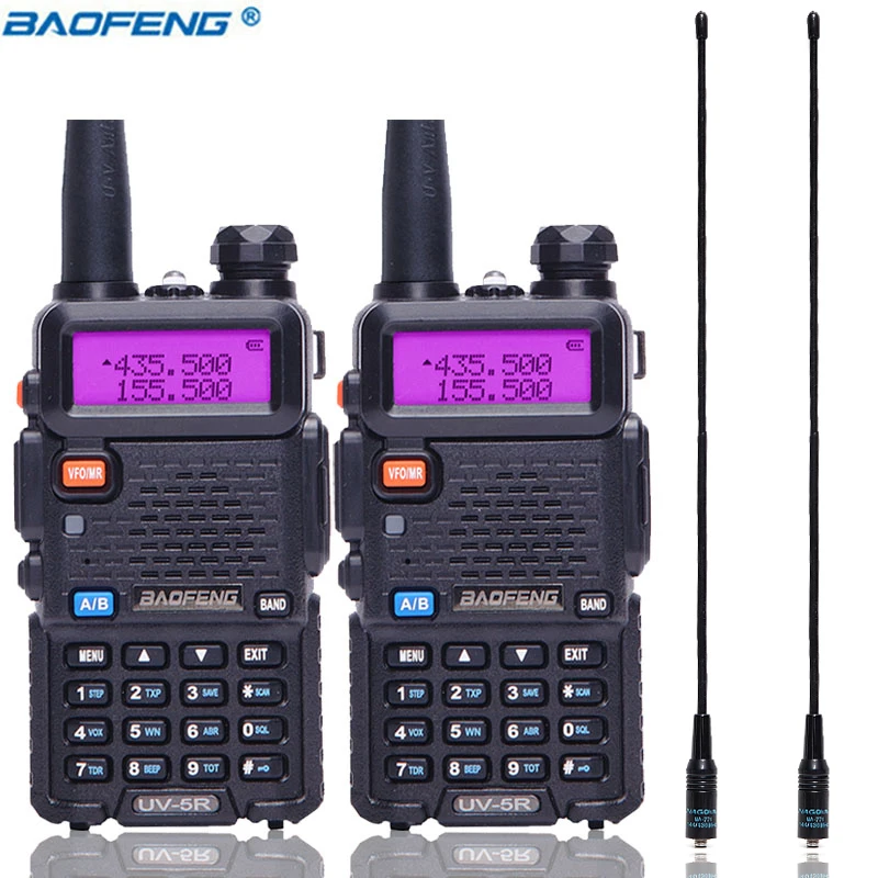 2PCS Baofeng UV-5R 5W Walkie Talkie UV5R handheld Comunicador Transmitter Transceiver Long Range Radio+2PCS NA-771 Antenna | Мобильные