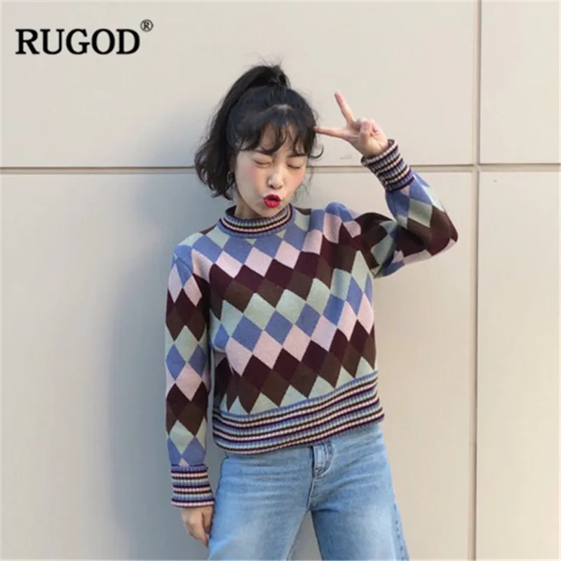 RUGOD Vintage Fashion Women Sweaters Korean Style O-Neck Casual Pullovers Thick Winter Clothes jersey mujer invierno 2019 | Женская