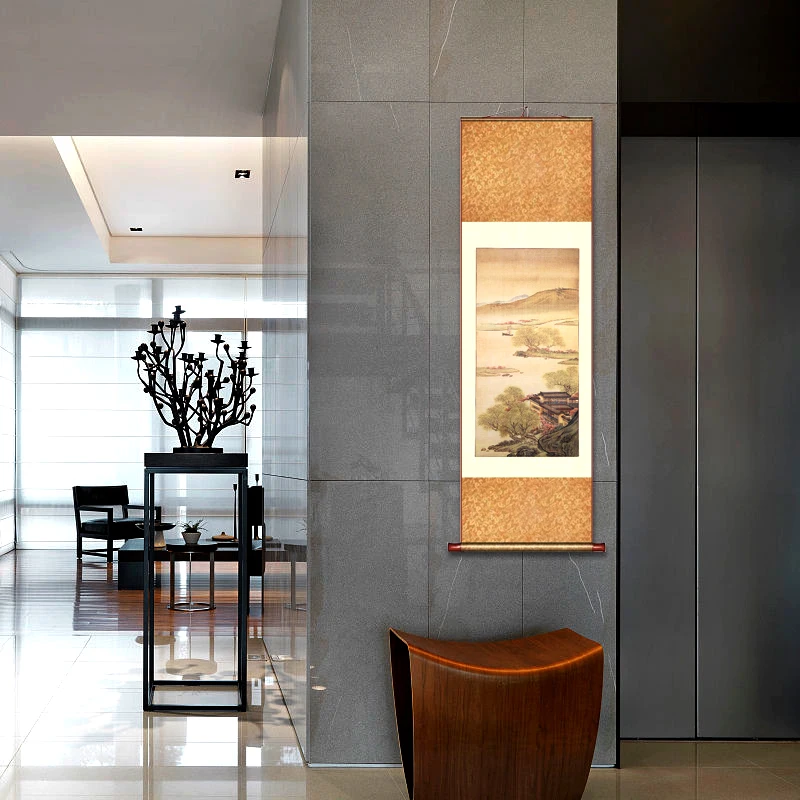 Tangfoo китайская шелковая прокрутка Картина Настенная картина знаменитый пейзаж