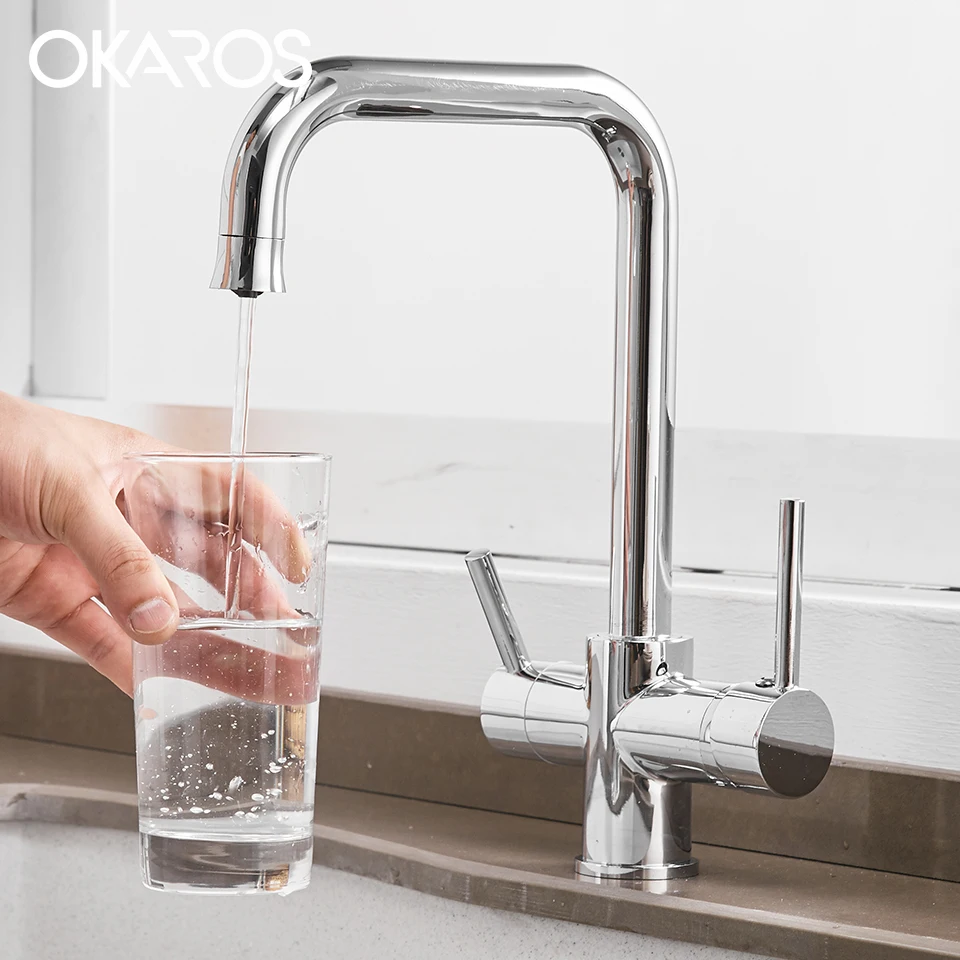 Хромированный кухонный смеситель OKAROS C030 латунный очиститель воды фильтр для