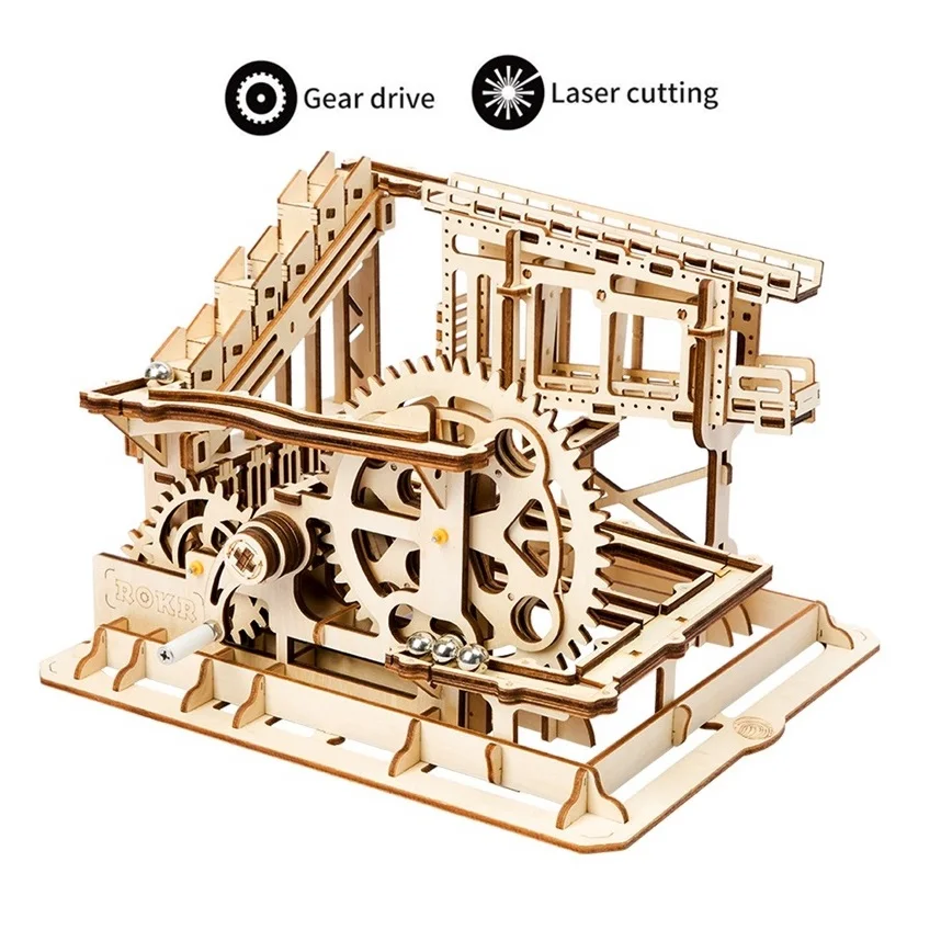Robotime DIY Cog Coaster Magic Gear Drive Ball Crash Game деревянная модель строительные наборы игрушка