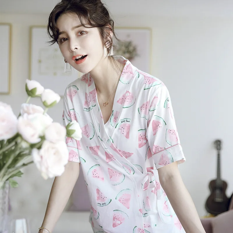 Женская пижама с принтом арбуза коротким рукавом женское белье одежда для сна
