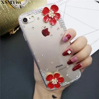 luxury bling rhinestone diamond flower phone case back cover soft case for iphone 11 12 13 pro max x xs max xr 5s 6 6s 7 8 plus