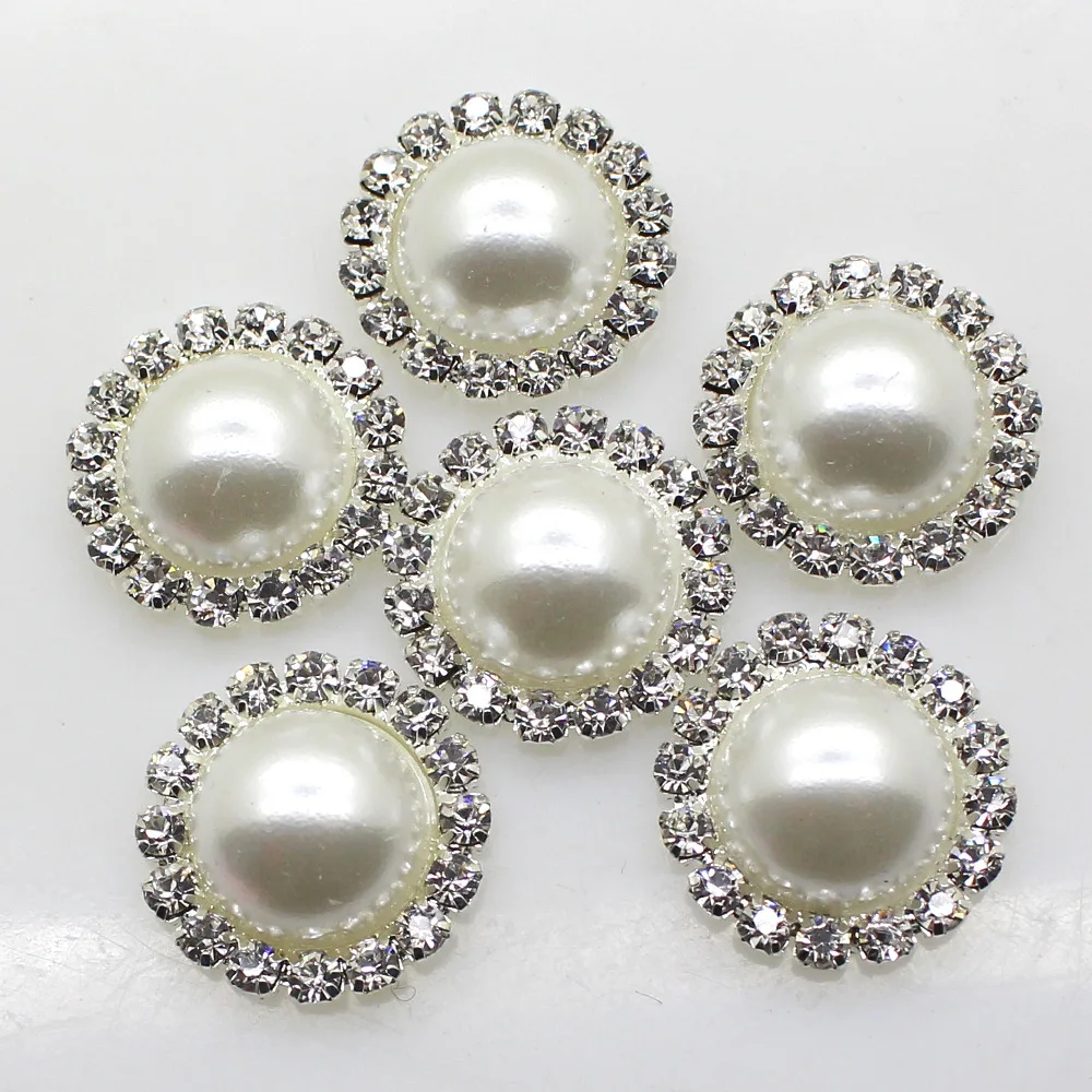 

Sale Price White Pearl Buttons Rhinestones Plating 10pcs/Set Imitation Inlay Handwork Diy Sewing Accessory Wedding Dress
