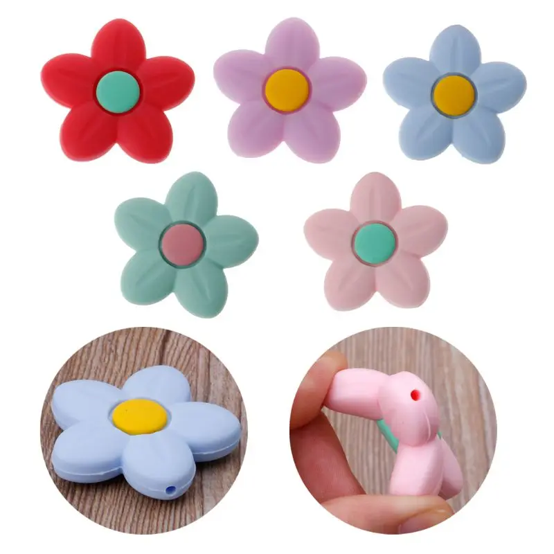 Силиконовые бусины в форме цветка детские ювелирные изделия для прорезывания