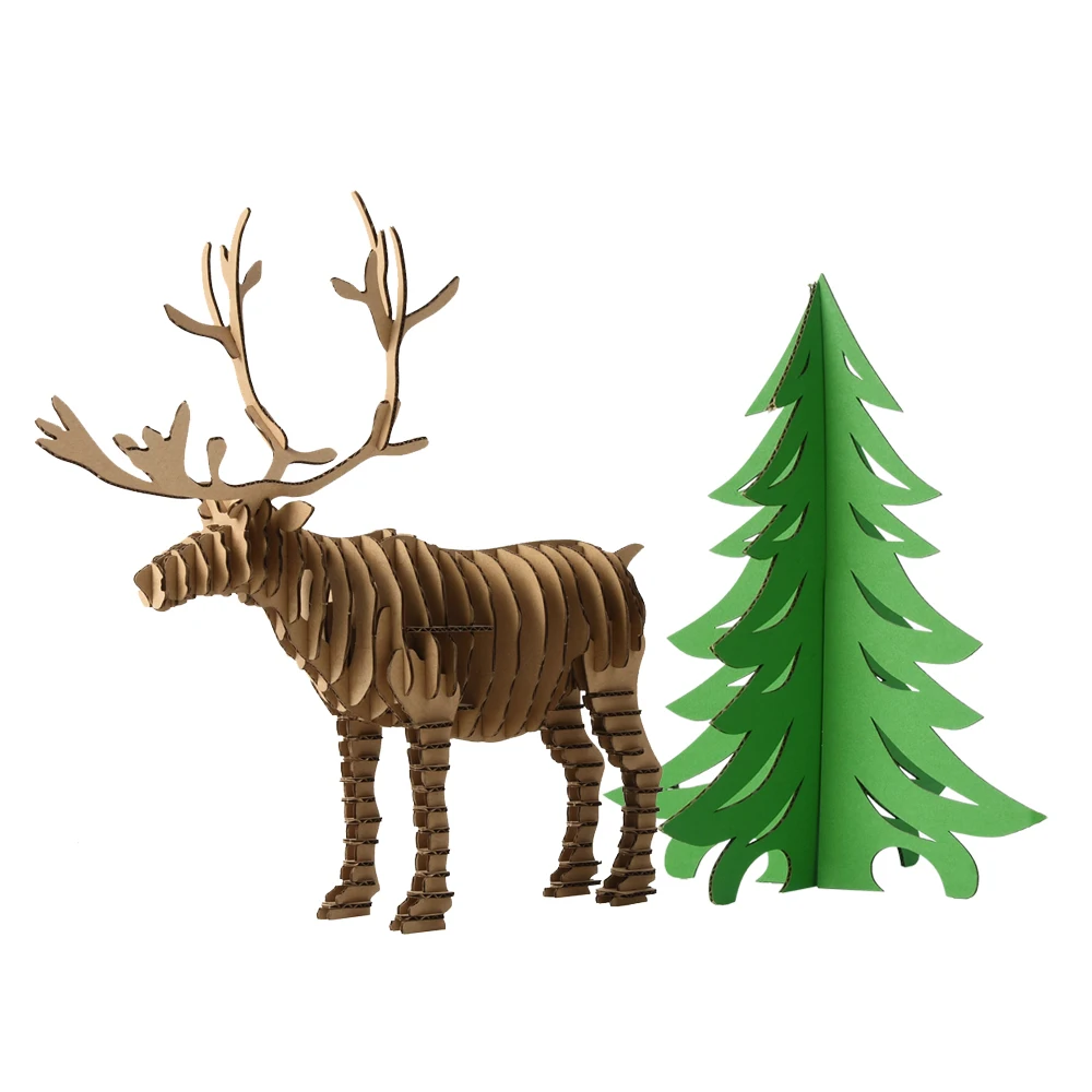 Рождественская елка олень забавная 3D головоломка гофрированная бумага для