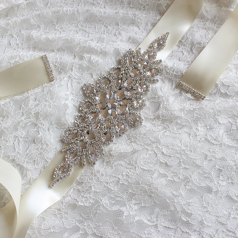 SLBRIDAL свадебные аксессуары хрустальный свадебный пояс атласные стразы вечернее