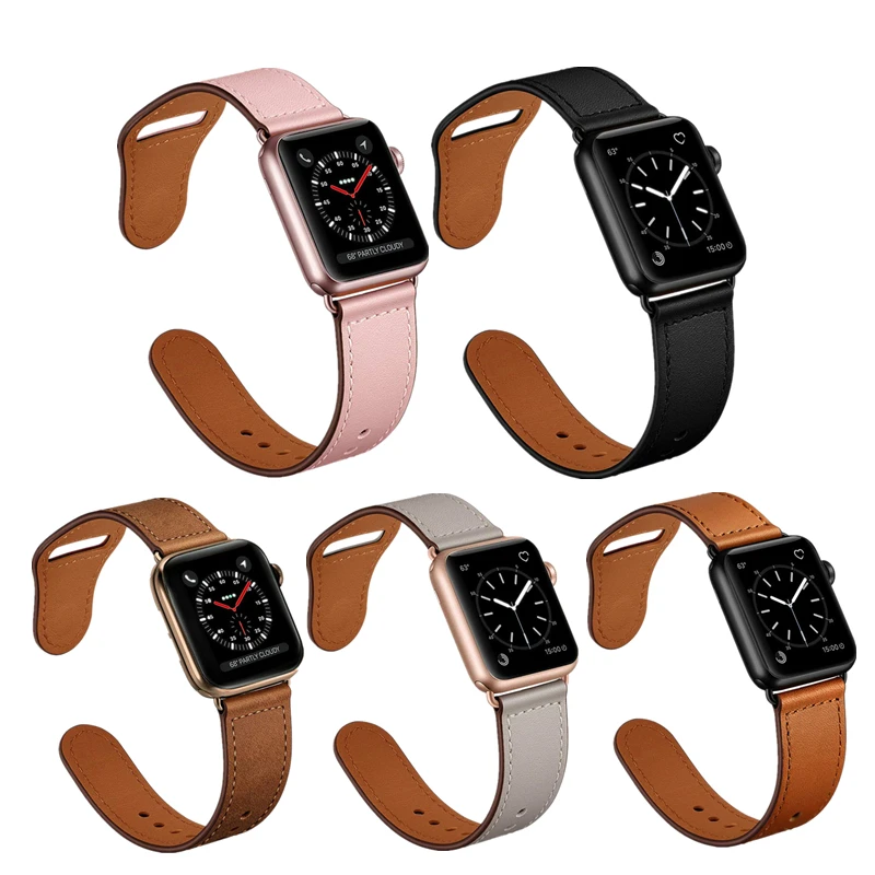Спортивные Ремешки для наручных часов Apple Watch Series 4 ремешок 42 мм 44 мм кожаный ремешок сменный наручный ремешок для наручных часов iWatch серии 1/2/3 38 мм 40 мм