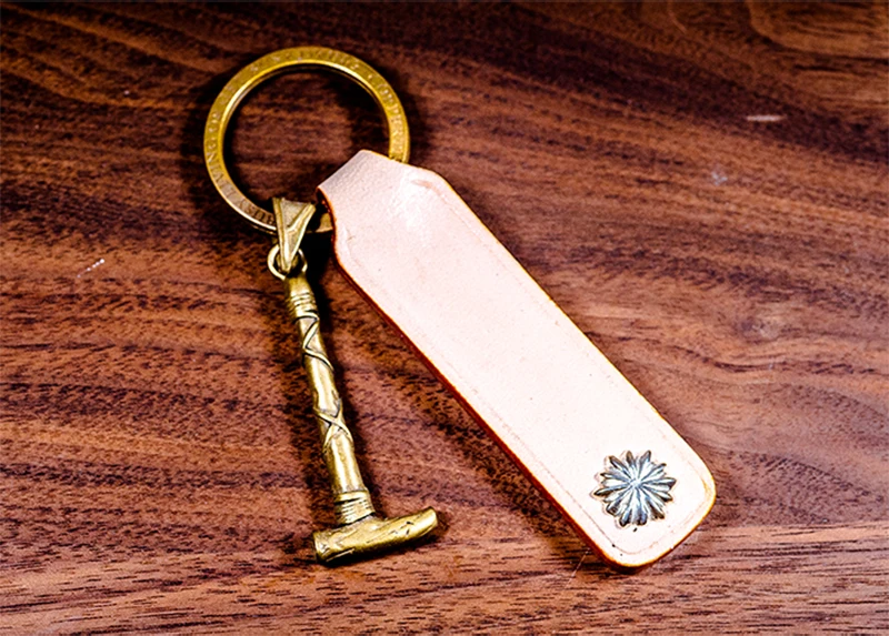 Coppertist. wu индийские, с камнями молоток бронзовый брелок Латунь Брелок для ключей ручной работы стильное Золотое кольцо для ключей с сумочкой кулон