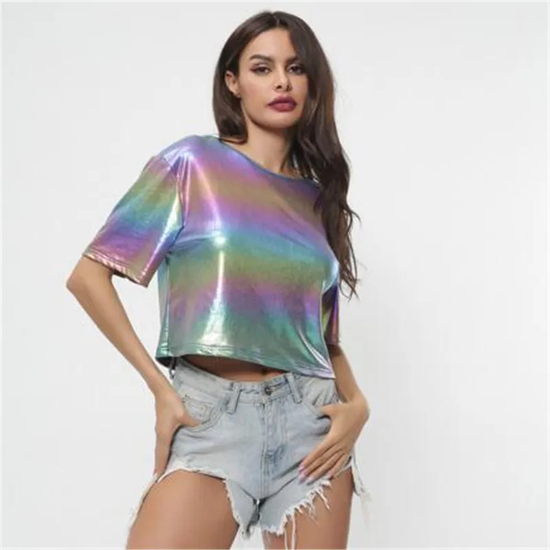 2019 summer tshirt rainbow reflection t shirt women colorful short tops harajuku t-shirt poleras mujer camiseta | Женская одежда