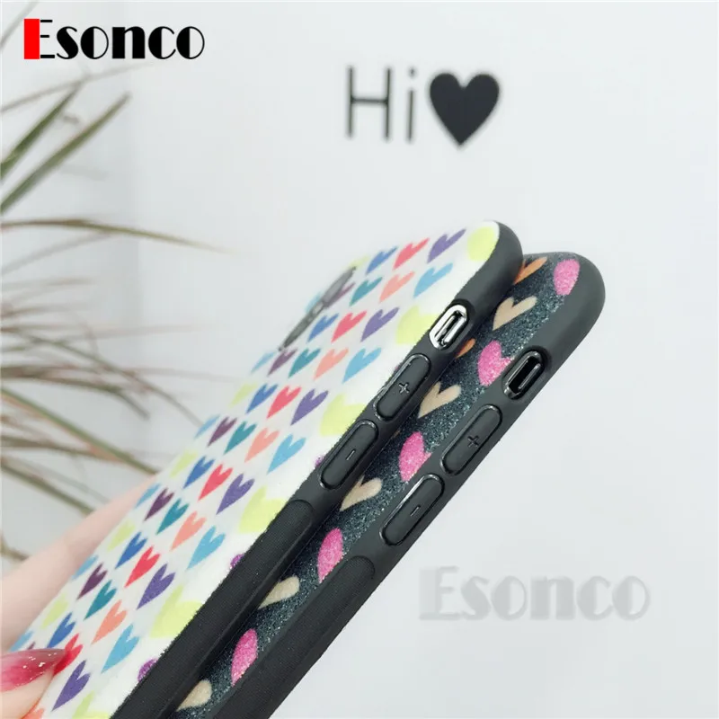 Sweet Heart чехол для iPhone х 6S 6 Plus 7 8 X XS телефона Симпатичные Блеск Soft Phone