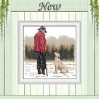 Набор для вышивки крестом DMC 14CT 11CT, с изображением пожилого человека и его собаки, наборы для рукоделия, зимний Снежный пейзаж, домашний декор