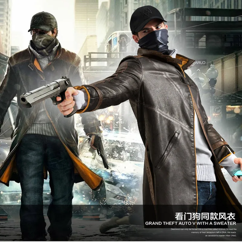 Watch Dogs 2 Costume Watchdog Aiden AidenPearce пальто для собак с Cos ультра вытяжное кожаное Хэллоуина