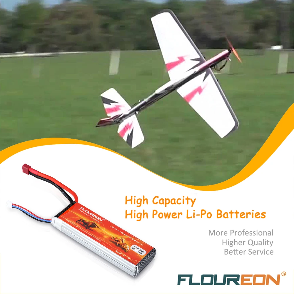 Floureon 7 4 V 5000 mAh 30C 2 S разъем типа deans LiPo батарея для DIY RC eader BX автомобиль/RC Самолет