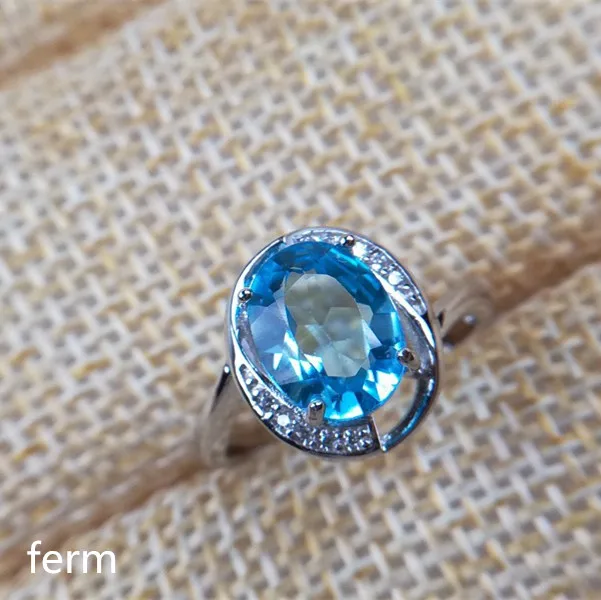 

KJJEAXCMY boutique jewelry 925 sterling silver inlaid 2-carat natural blue topaz ring