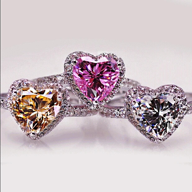 Фирменное ювелирное изделие огранка сердце 1ct Cz 5A Циркон камнями серебристого