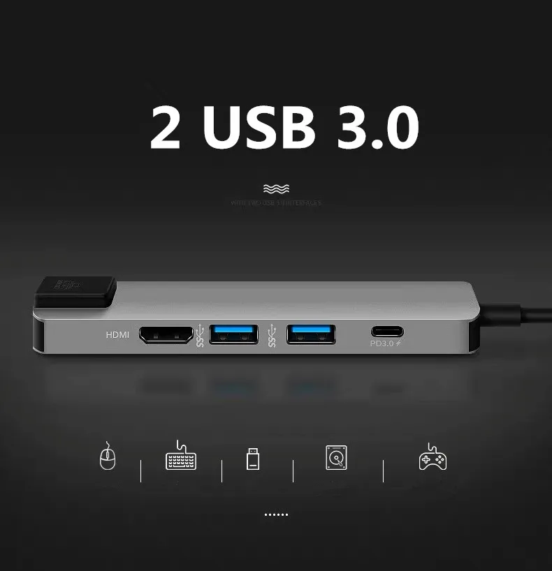 Usb-концентратор Тип C на HDMI портом Thunderbolt 3 адаптер для MacBook samsung Galaxy S10 huawei Коврики 20
