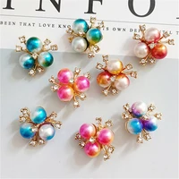 10pcslot alloy rhinestone pearl buttons girl hair wedding invitation card decorative buttons dress crafts jewelry accessories