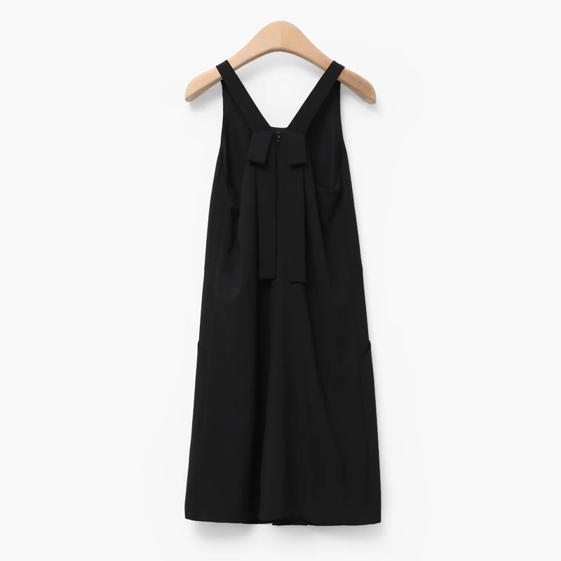 2016 минималистичное летнее тонкое шифоновое мини платье без рукавов с бантом на