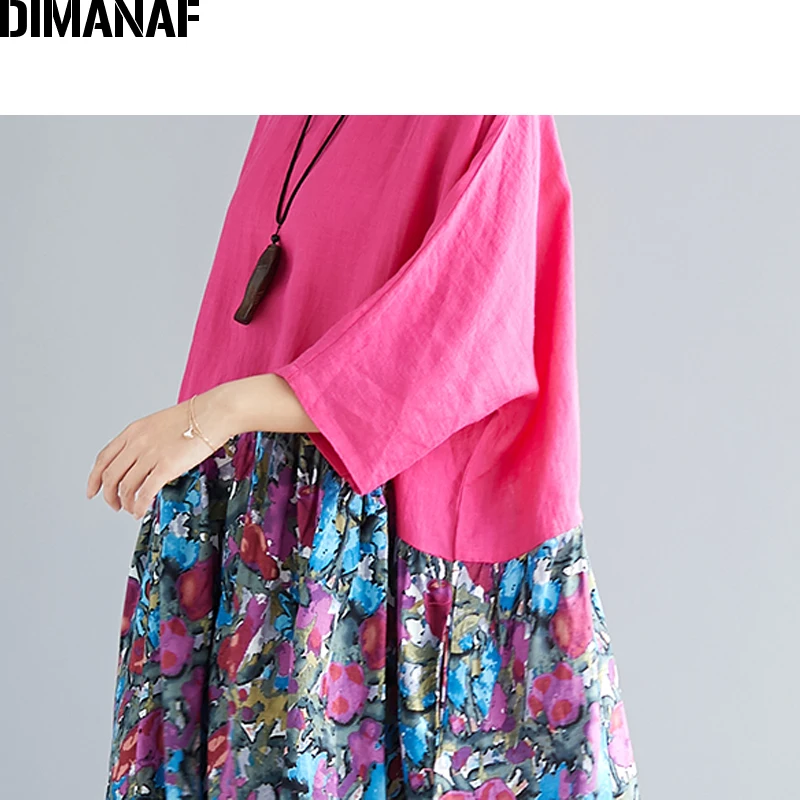 DIMANAF размера плюс женское пляжное платье летний сарафан большой размер хлопок с