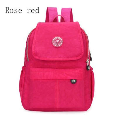 Rose red Нейлоновый женский рюкзак, модные рюкзаки для девочек-подростков, повседневные школьные сумки, мужские/женские рюкзаки, сумка через плечо - Цвет: Rose red