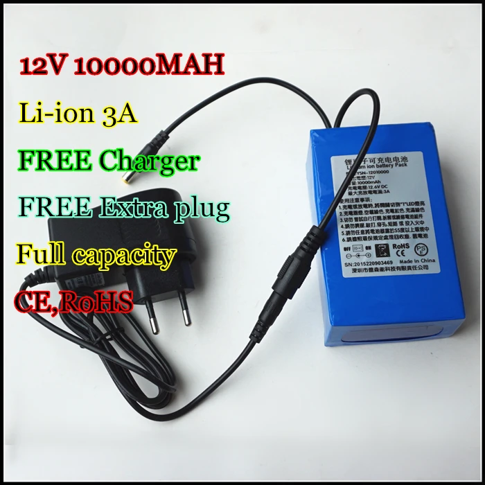 Высококачественные перезаряжаемые литий-ионные батареи 12 В 10000 мАч 3 А для