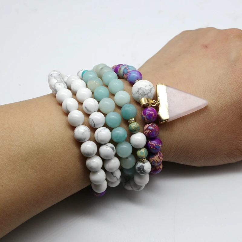 108 браслет Mala Calming Howlite и император подарки на день рождения йога подарок для нее