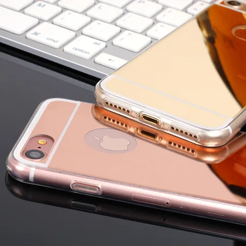 Роскошный Блестящий Мягкий зеркальный чехол из ТПУ для iPhone 8 plus, 6, 6S, 7, зеркальные Чехлы для iphone8, задняя крышка, чехлы, розовое золото