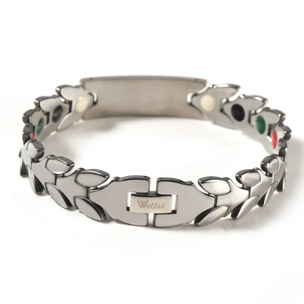 Wollet Jewelry Medical Alert ID Bracelet 5 in 1 Bio Magnetic Tungsten For Men Women Silver Gold Color Healthy Care Healing | Украшения и