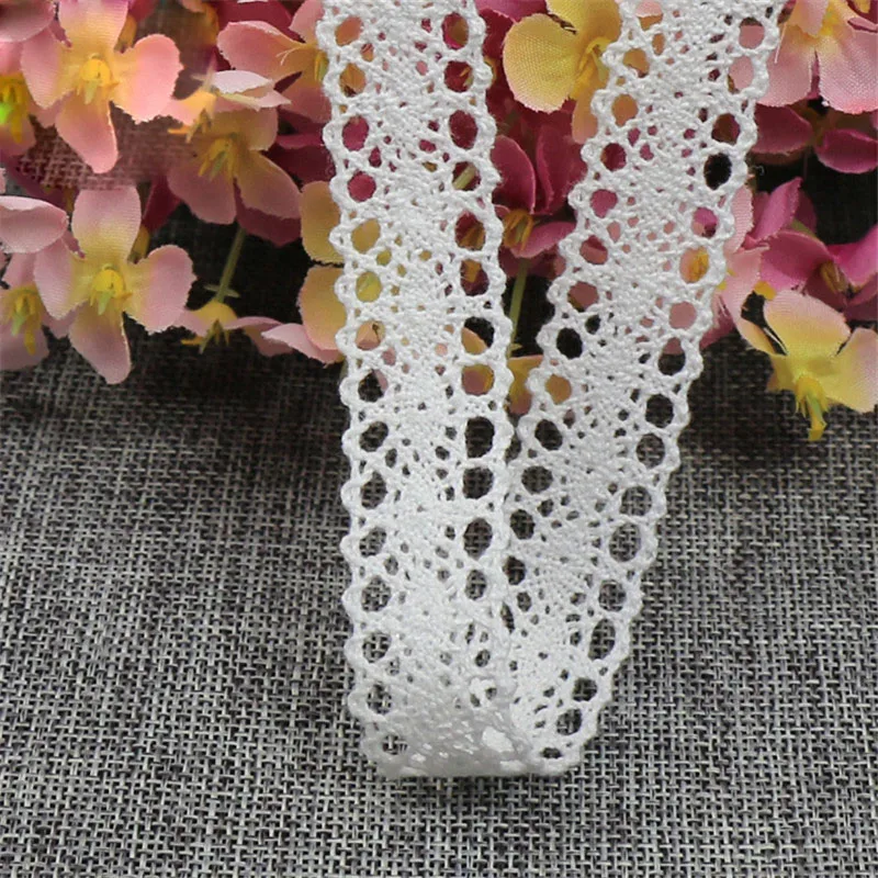 10 ярдов/партия Трикотажная хлопковая кружевная лента бежевого цвета ручная