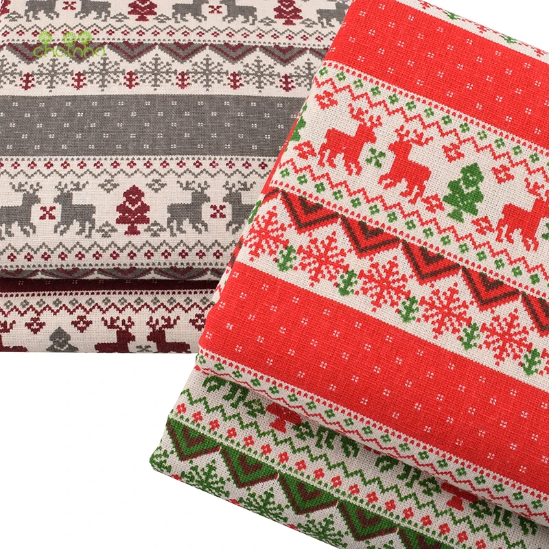 Chainho Рождественская серия напечатанная хлопчатобумажная льняная ткань для DIY